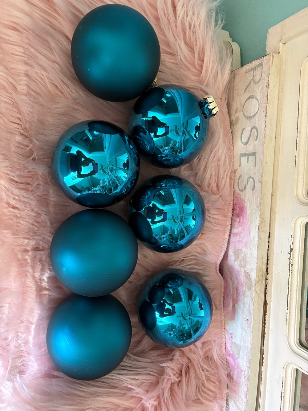 Teal Blue Holiday Ornament Set - 6-Pack